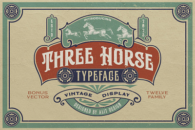 Three Horse Typeface design font fonts letteing typeface vintage