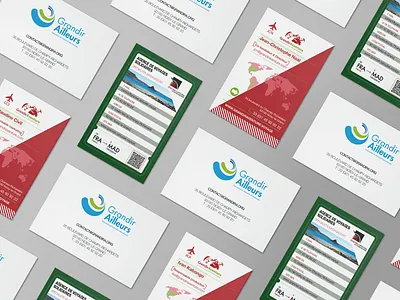 Cartes de visite de la fédération Grandir à... charity grandes latitudes grandir ailleurs grandir aventure graphic design illustration trip visiting card visual design