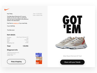 16 Email receipt Nike daily ui dailyui dailyuichallenge design nike air nike shoes nike snkrs react element snkrs