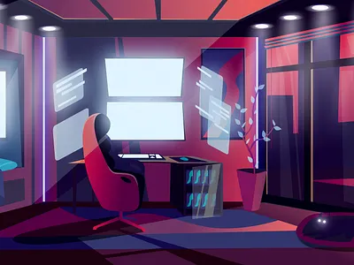 Futuristic gaming room branding design illustration logo photo photomanipulation poster poster design