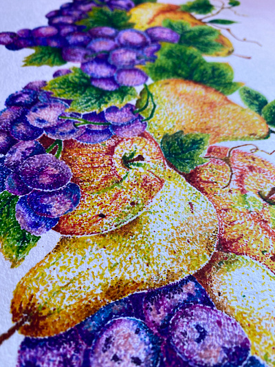 Stippling Fruit colorful drawing fruit illustration stippling