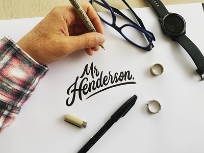 Mr Henderson Logotype branding brush pen calligraphy corporate identity design illustration lettering logo logo design logotype matt vergotis verg