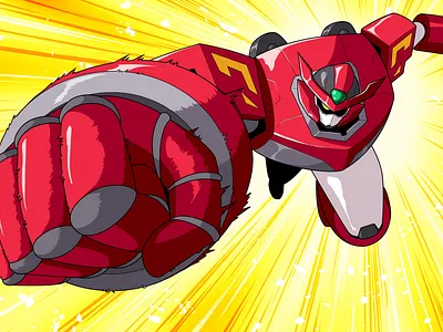 Hyper Turbo Punch 80s 90s anime character design design illustration mecha panama robot super robot