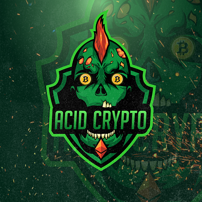 Acid Crypto logo design bitcoin design gaminglogo illustration logo mascot sports logo streamer twitch zombie zombie esports logo zombie logo