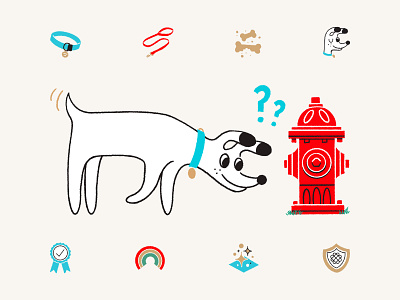 Wildebeest - Icon set collar dog fire hydrant icon illustration leash pet procreate puppy treats