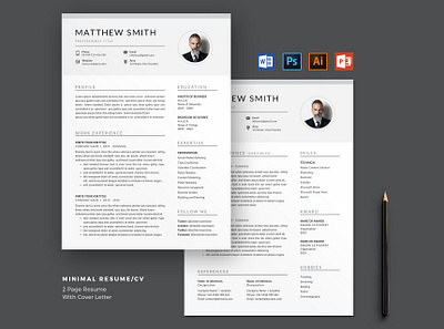 Minimal Resume/CV clean resume creative resume curriculum vitae cv design doc resume docx editable resume elegant resume female resume infographic resume minimal modern resume photoshop resume printable resume professional resume resume bundle resume template word word resume