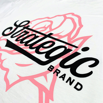 Strategic Rose Tee apparel bold brand branding custom design identity lettering logo logotype merch punk script skate type typography word wordmark