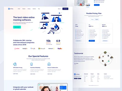 Video Conference Website app call chat clean comunication livestream online saas skype ui ui design ux video call zoom