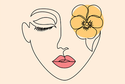 Face and flower one line art design fiverr flyer illustration line art logo one line art poster ui ux vector