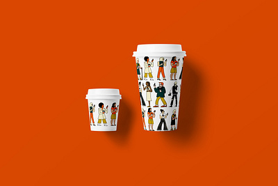 People Watching Coffee Co Coffee Cups brand illustration branding design digitalart illustration pattern art pattern design