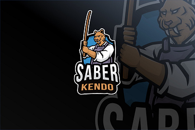Saber Kendo Logo Template 3d sword