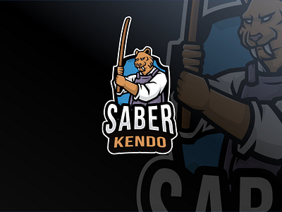 Saber Kendo Logo Template 3d sword