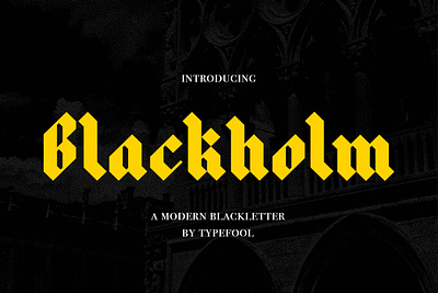 Blackholm Blackletter promotional 1 blackletter bold brandlogo capslock creativemarket design graphicdesign logo modern blackletter type typo typographic typography typography design vector