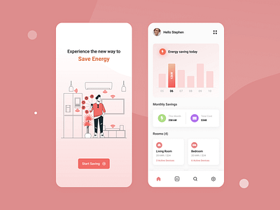 Energy saving concept app app design energy flat minimal saving simple ui ux