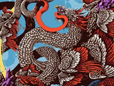 Ouroboros bestiary cryptoart digital art digital ink drawing feathers foundation further up graphic illustration ipadart ivan belikov nft nftart nfts ouroboros procreate