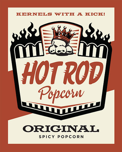 Hot Rod Popcorn Label branding hot rod illustration popcorn