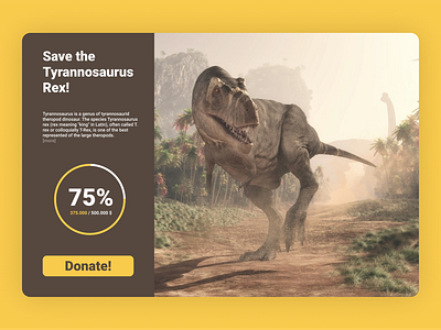 Crowdfunding - UI Design crowdfunding crowdfunding campaign dailyui dinosaur donate donation funds history prehistoric t rex ui uiux