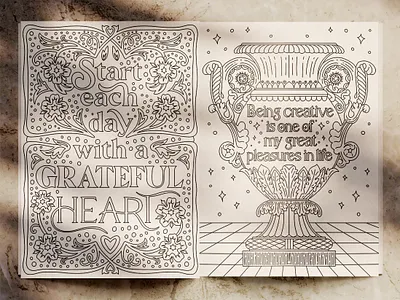 Vintage Coloring Book Pages coloring book floral handdrawn handlettering illustration lettering pattern procreate retro sketch typography vases vintage