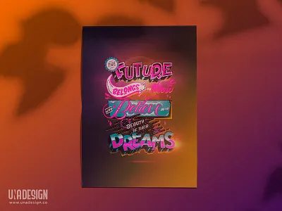 The future belongs to the dreamers 3d 3dart art branding dribbble future futuristic graphicdesign handlettering illustration lettering stars starship type