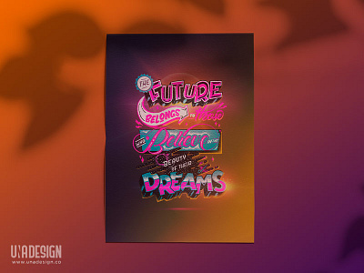 The future belongs to the dreamers 3d 3dart art branding dribbble future futuristic graphicdesign handlettering illustration lettering stars starship type