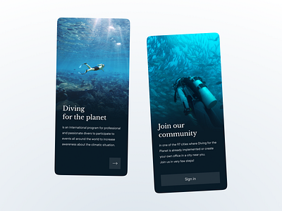 App Onboarding - DailyUI - 023 app community dailyui dailyuichallenge design diving ecology figma gradient mobile onboarding planet sign in ui ux