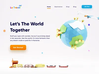Let's The World Together 3d blender clean desktop destination illustration landing landing page orenji orenjistudio planet planet earth train travel uidesign uxdesign website world