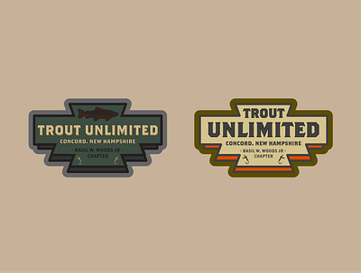 Trout Unlimited badge branding design fish fishing fishing logo flat fly fishing icon illustration logo trout vector