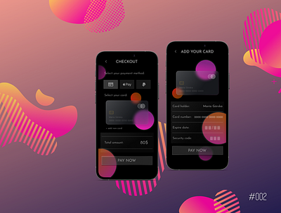 Daily UI Challenge 002 002 addcard checkout dailyui dailyui002 dailyuichallenge design designer glass effect mobile mobiledesign ui ux