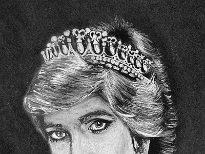 Princess Diana black and white drawing illustration princess