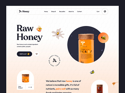 Honey Website 🐝 bee concept design design inspiration ecommerce honey honeybee honeyshop interface minimal mockup page layout service startup ui ux web design webflow website yellow