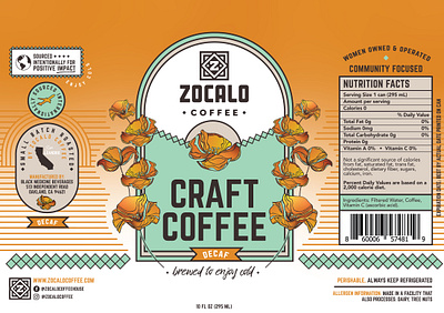 Zocalo Coffee Label Design beverage beverage design can can label can label design coffee coffee can coffee label craft coffee iced coffee illustration label design minimal package design typography