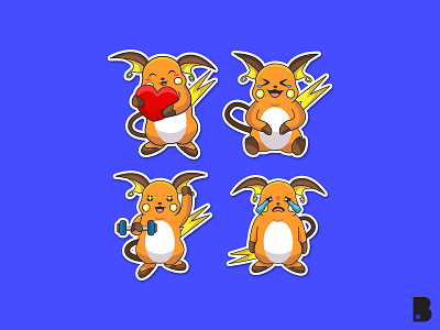 Raichu Emotes badge cartoon character custom cute emote facebook game gamer illustration pokemon raichu sub badge twitch vector youtube