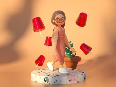 Pila e Pilone c4d caribbean dominican illustration lollipop octane plants