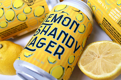 Lemon Shandy Lager Label Design beer beer can design beer label beer label design beverage beverage design can label design design illustration label design lemons package design summer summer beer typography yellow