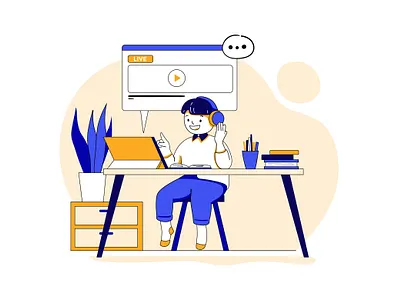 Online Study Illustration children class classroom college course courses device education illustration kid learning library online online education student students study studying teacher teaching