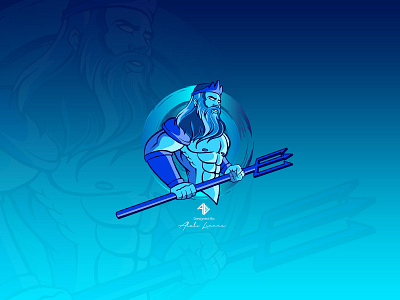 poseidon illustration logo vector