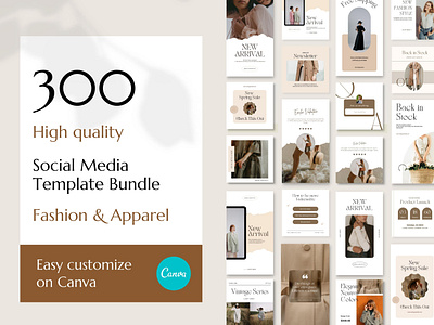 Fashion & Apparel — 300 Canva Social Media Template Bundle branding canva template design facebook illustration instagram post instagram stories instagram template layout layout design social media stories template