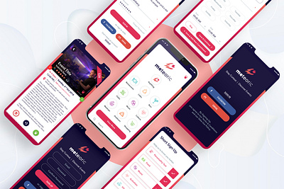 Meteoric App UI/UX design | Discover Events app branding design flat inspiration interactive design ui ux vibrant colors