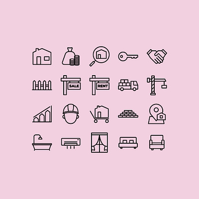 real estate icon art branding design estate icon icon design icon set illustration logo real estate