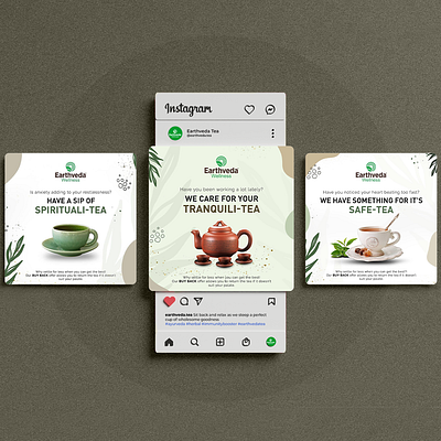 Social Media Design for Green Tea Makers branding concept designer dribbble facebook flat freelance green tea india instagram instagram post minimal social media tea