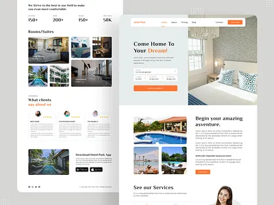 Hotel Booking Landing Page agency booking clean client digital guests host hotel landingpage minimal rent room taveling typography ui ux web webdesign website website design