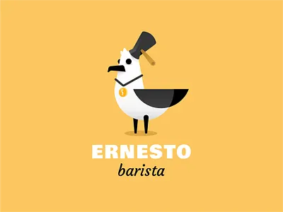 Ernesto barista barista bird branding character coffee gull turk