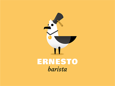Ernesto barista barista bird branding character coffee gull turk