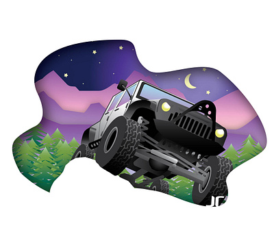 Late Night Jeepin' design fun ill illustration jeep off road stickermule summertime