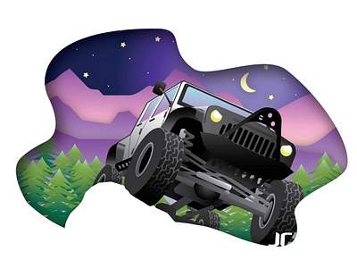 Late Night Jeepin' design fun ill illustration jeep off road stickermule summertime