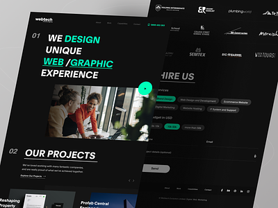 Webtech: Creative Agency Landing Page agency agency website brand company creative creative direction design agency homepage landing page portfolio portfolio website studio ui ui ux design uiux designer ux web web design website webtech