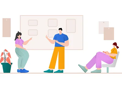 Team boy girl man startup table team vector woman