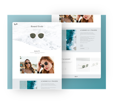 Rayban - Landing Page - website design glasses ladingpage landing page minimalist rayban sea summer travel ui water web web design website