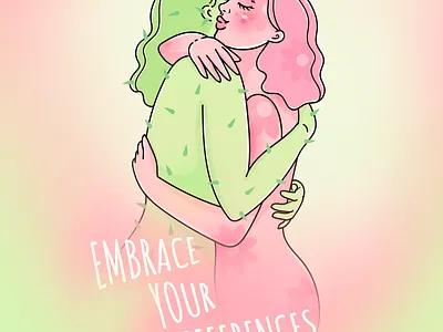 Embrace your differences. Vol.2 cactus character embrace flower green hug illustration pink poster selfcare selflove woman