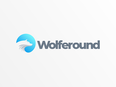 Wolferound Logo Design blue brand branding circle colorful design identity illustration logo round simple ui vector wolf
